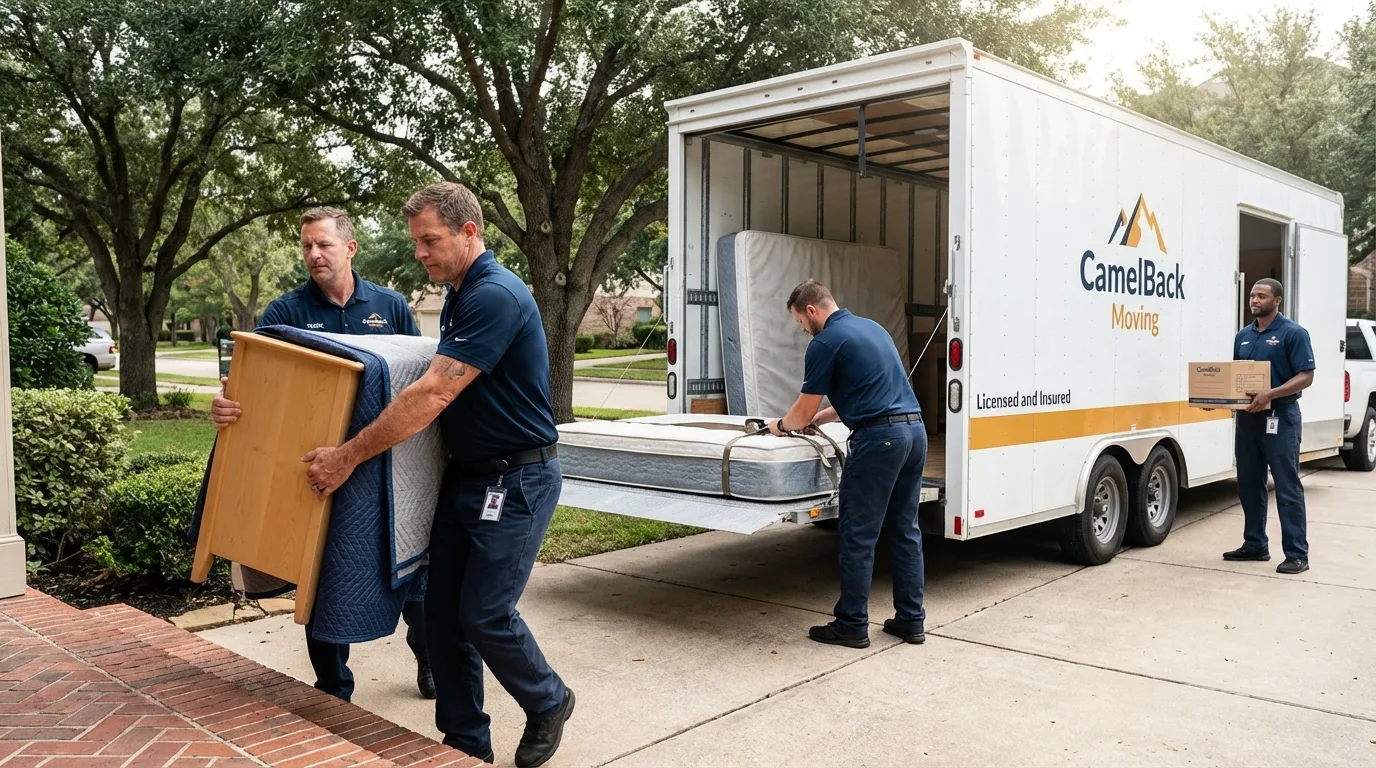 Crew loading residential truck for cross-state move from West Columbia, SC