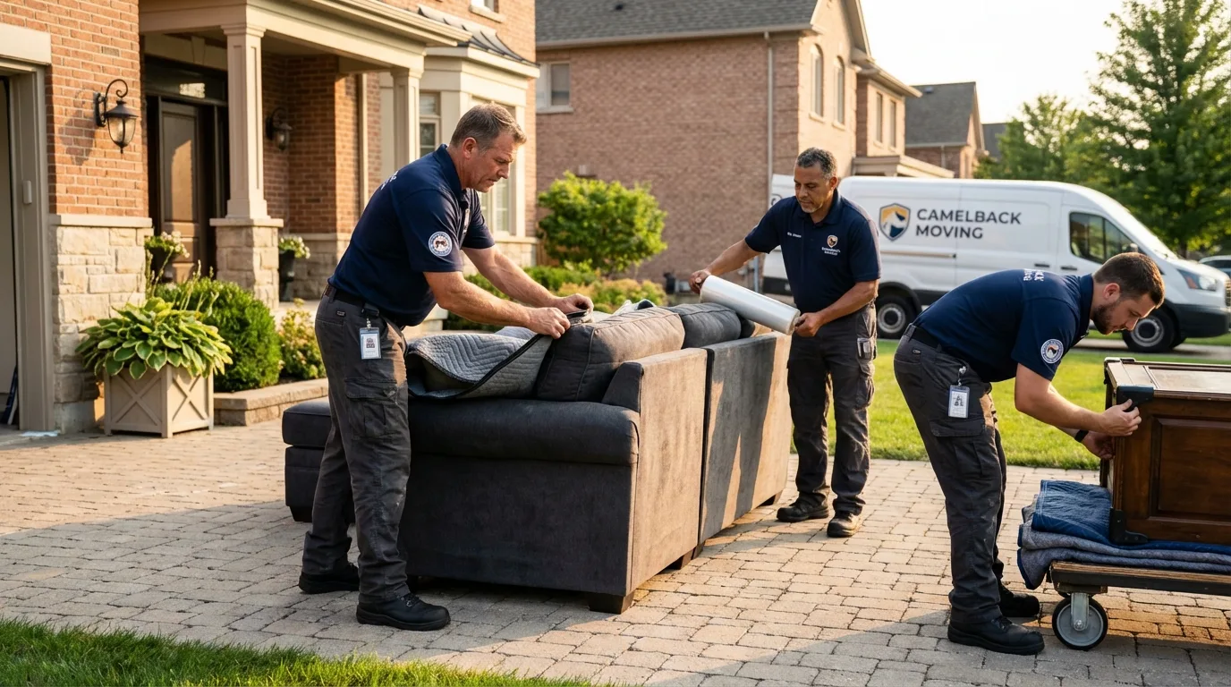 Large estate moving crew wrapping furniture in West Columbia, SC