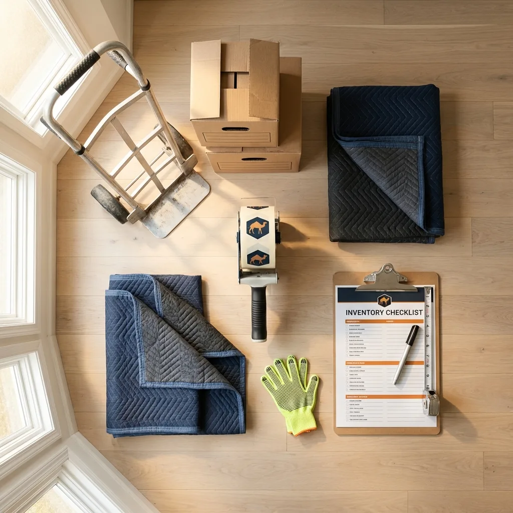 Professional moving supplies and packing materials layout for West Columbia residential relocations